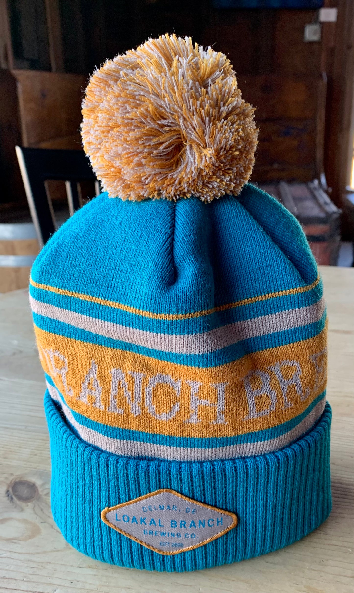 Loakal Branch Teal Pom Pom Beanie