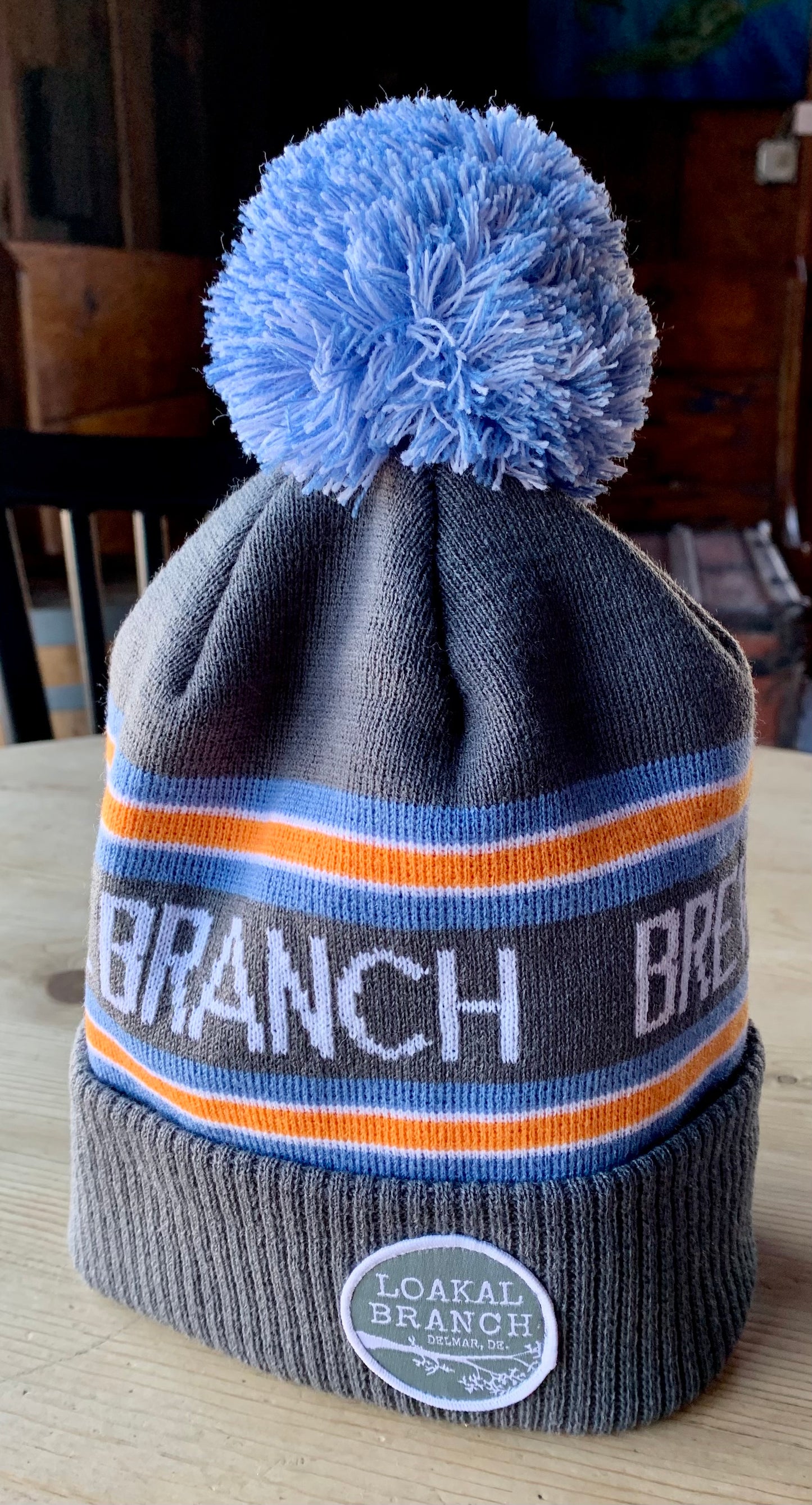 Loakal Branch Gray Pom Pom Beanie