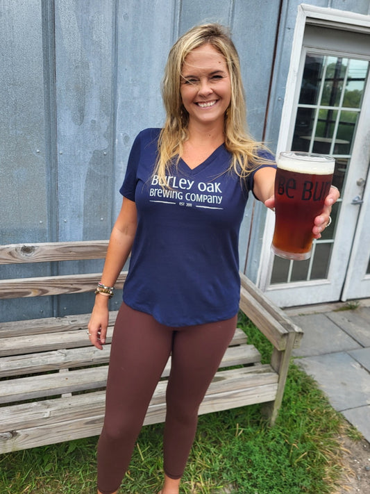 Burley Oak Ladies V Neck Classic Tree Logo - Burley Oak Brewing Company