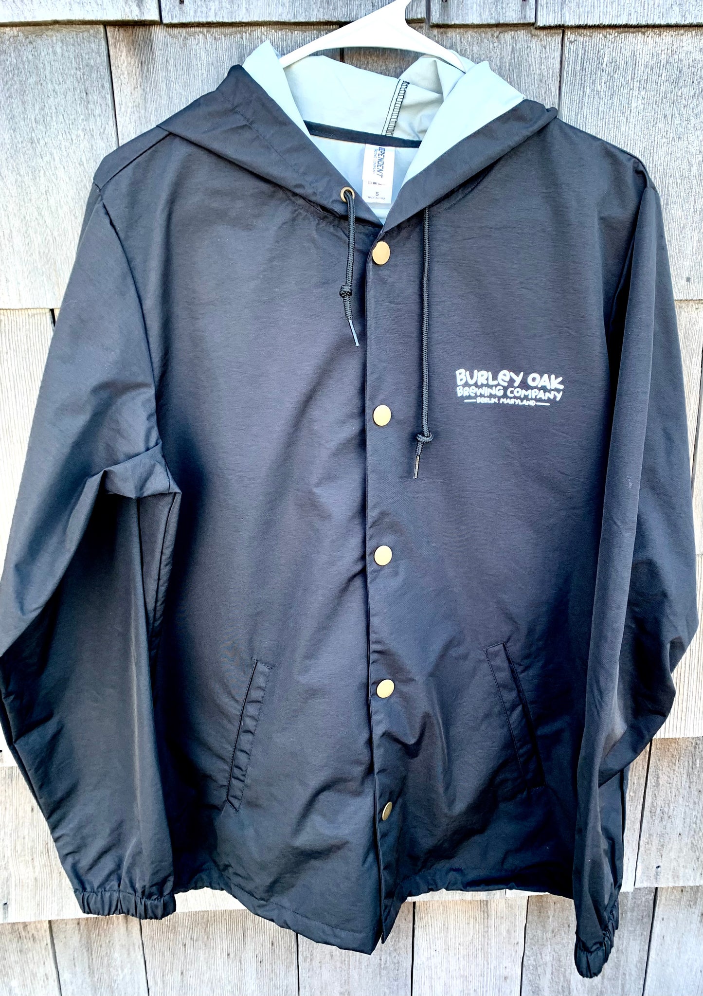 Burley Oak Black Hooded Water Resistant Coaches Jacket