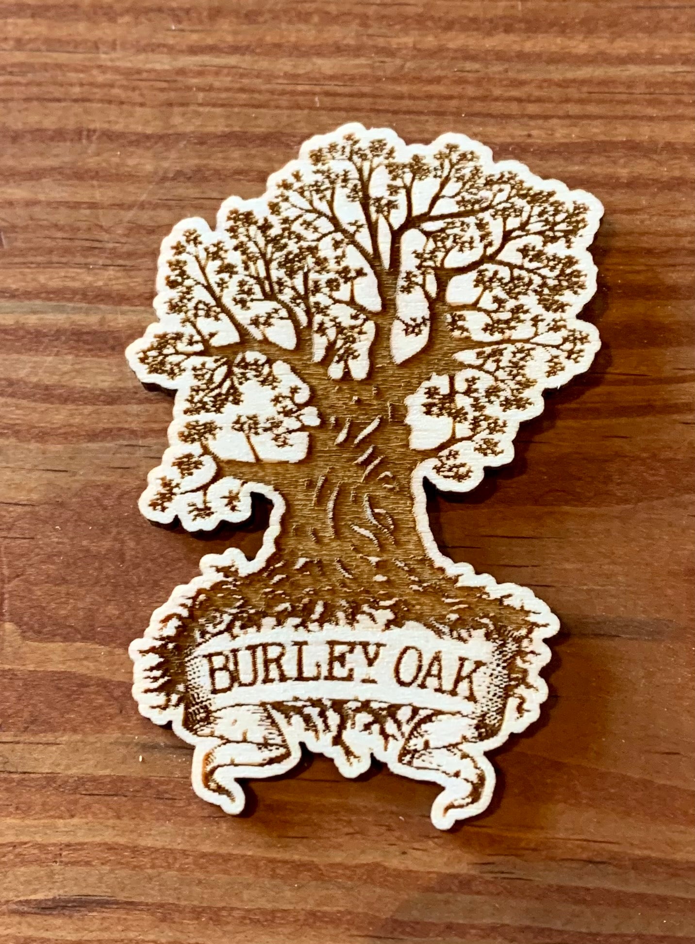 Wooden Burley Oak Logo Magnet