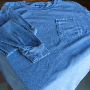 Light Blue Long Sleeve Pocket T Shirt